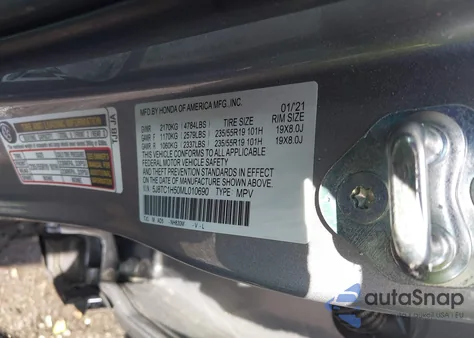 2021 Acura Rdx Technology Package from USA, damaged, VIN 5J8TC1H50ML010690